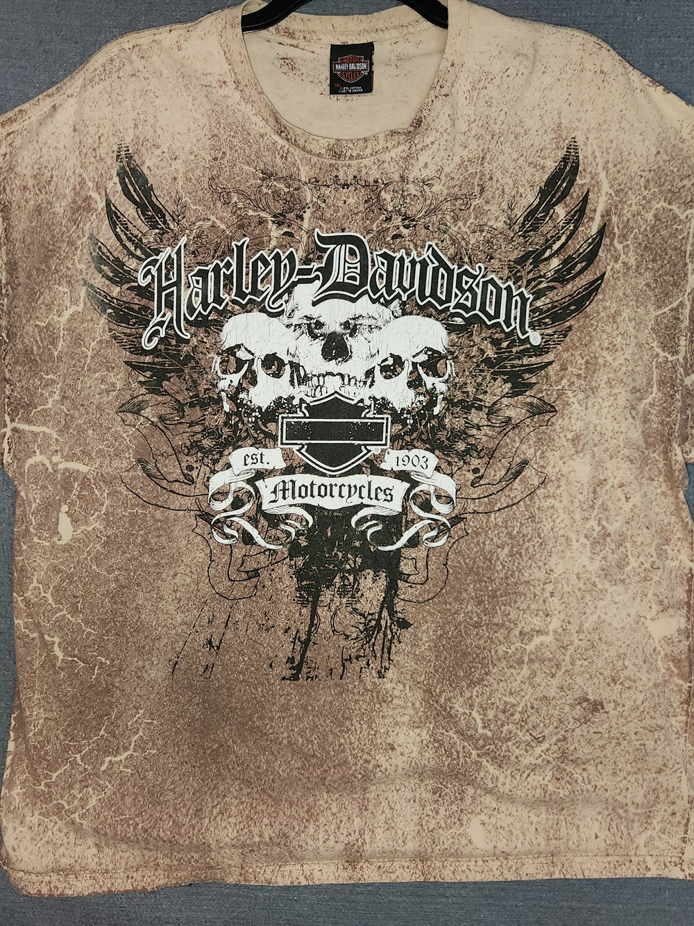 Harley-Davidson Men's Brown Distressed Graphic T-Shirt